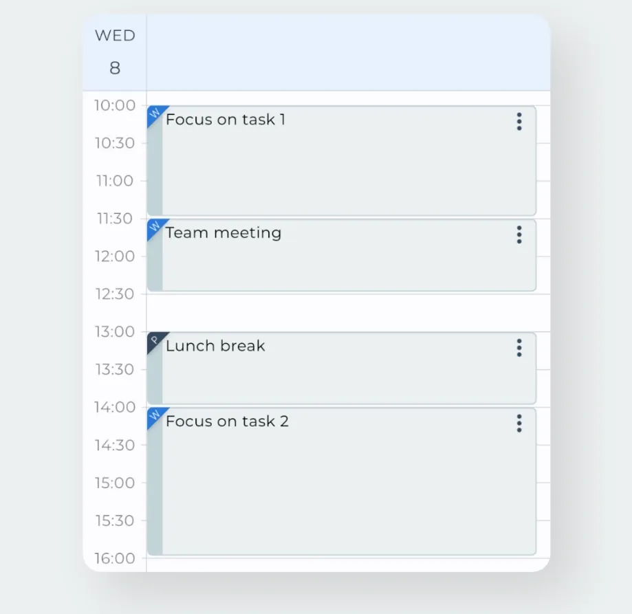 Satisplan screenshot showing a screen combining calendar and task management